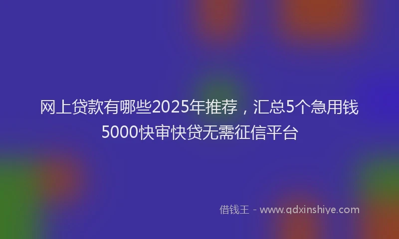 网上贷款有哪些2025年推荐，汇总5个急用钱5000快审快贷无需征信平台