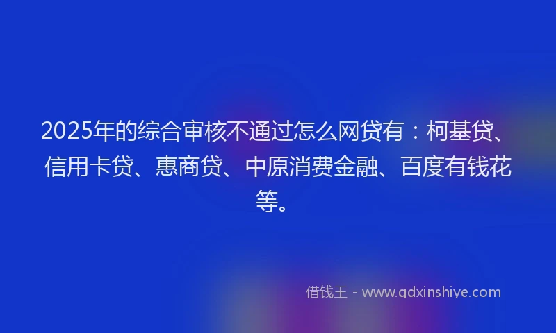2025年的综合审核不通过怎么网贷有：柯基贷、信用卡贷、惠商贷、中原消费金融、百度有钱花等。