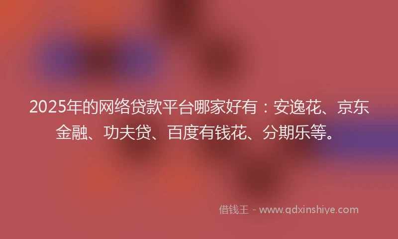 2025年的网络贷款平台哪家好有：安逸花、京东金融、功夫贷、百度有钱花、分期乐等。