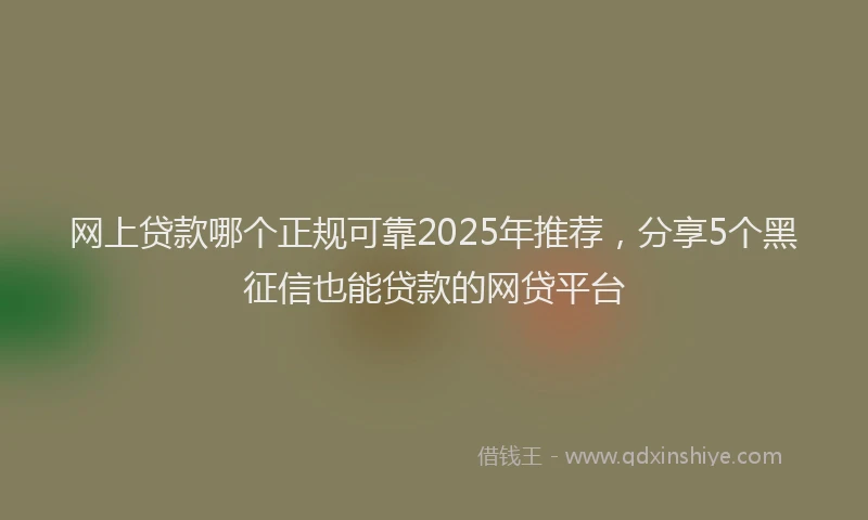 网上贷款哪个正规可靠2025年推荐，分享5个黑征信也能贷款的网贷平台