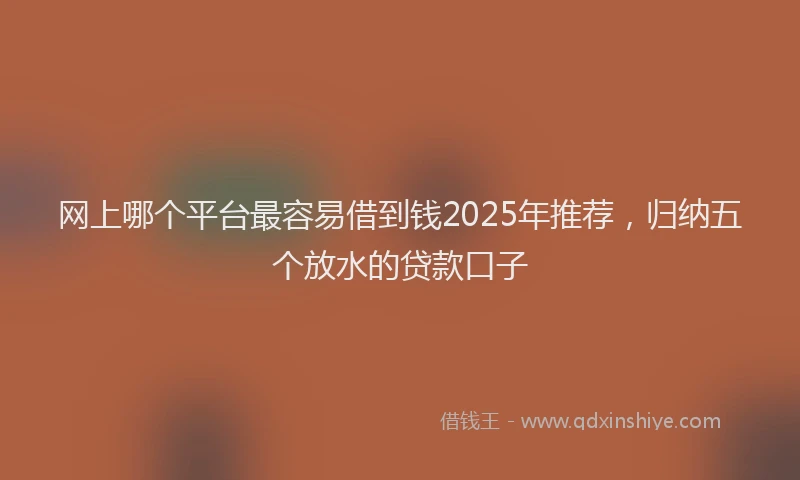 网上哪个平台最容易借到钱2025年推荐，归纳五个放水的贷款口子