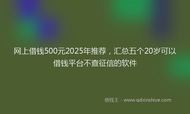 网上借钱500元2025年推荐，汇总五个20岁可以借钱平台不查征信的软件