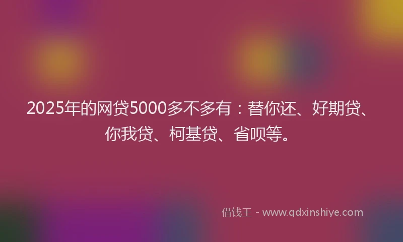 2025年的网贷5000多不多有：替你还、好期贷、你我贷、柯基贷、省呗等。