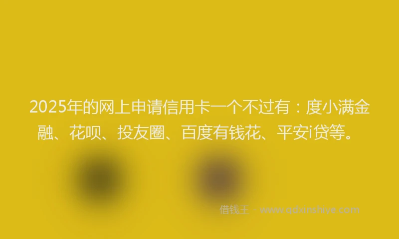 2025年的网上申请信用卡一个不过有：度小满金融、花呗、投友圈、百度有钱花、平安i贷等。