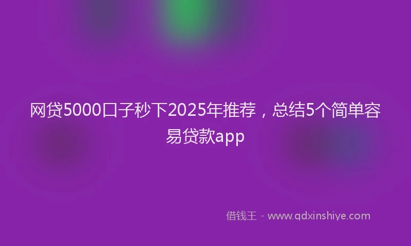 网贷5000口子秒下2025年推荐，总结5个简单容易贷款app