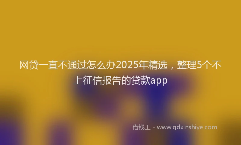 网贷一直不通过怎么办2025年精选,整理5个不上征信报告的贷款app