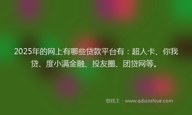 2025年的网上有哪些贷款平台有：超人卡、你我贷、度小满金融、投友圈、团贷网等。
