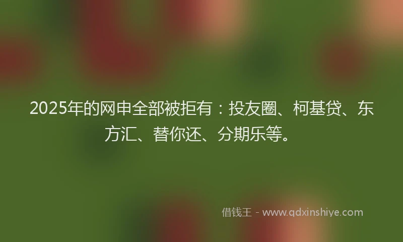 2025年的网申全部被拒有：投友圈、柯基贷、东方汇、替你还、分期乐等。