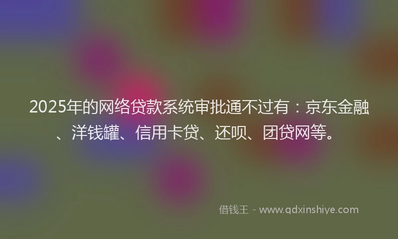 2025年的网络贷款系统审批通不过有：京东金融、洋钱罐、信用卡贷、还呗、团贷网等。