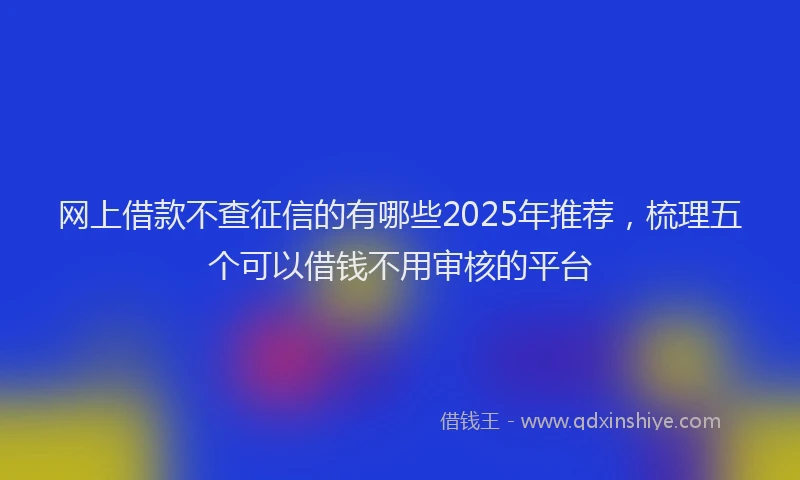 网上借款不查征信的有哪些2025年推荐，梳理五个可以借钱不用审核的平台