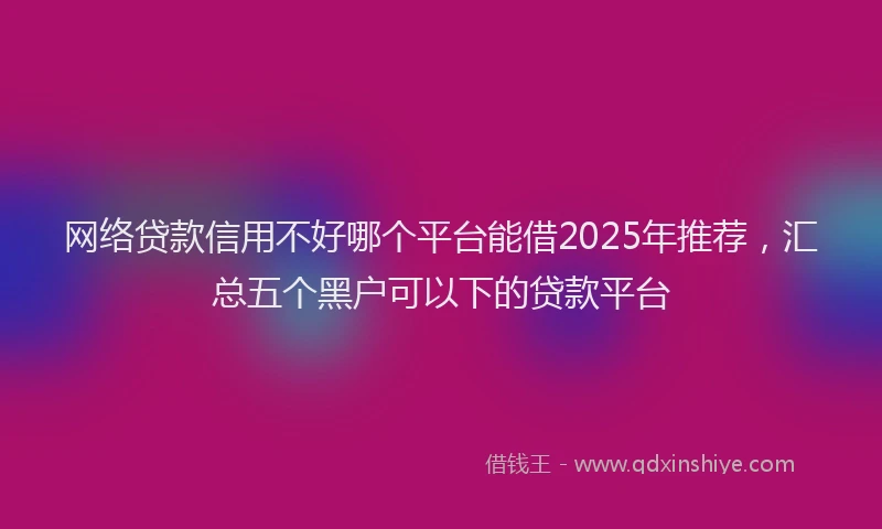 网络贷款信用不好哪个平台能借2025年推荐，汇总五个黑户可以下的贷款平台