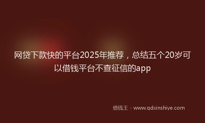 网贷下款快的平台2025年推荐，总结五个20岁可以借钱平台不查征信的app