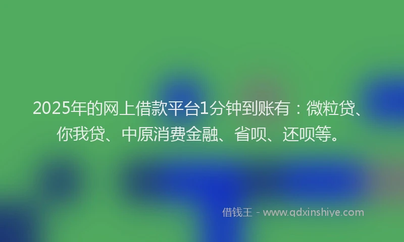 2025年的网上借款平台1分钟到账有：微粒贷、你我贷、中原消费金融、省呗、还呗等。