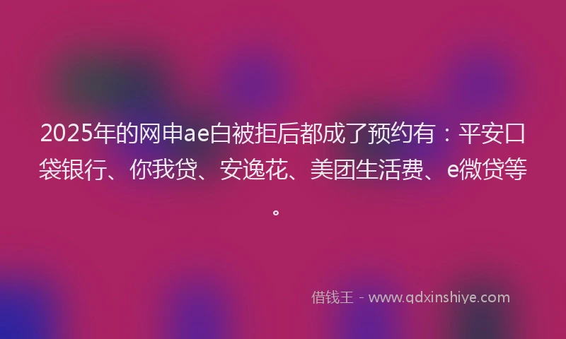 2025年的网申ae白被拒后都成了预约有：平安口袋银行、你我贷、安逸花、美团生活费、e微贷等。