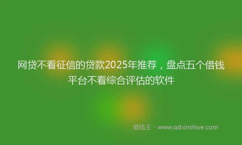 网贷不看征信的贷款2025年推荐，盘点五个借钱平台不看综合评估的软件