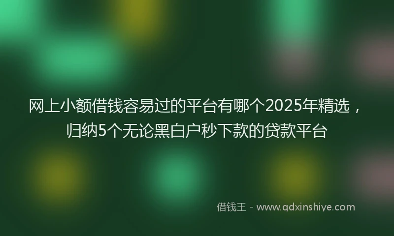 网上小额借钱容易过的平台有哪个2025年精选，归纳5个无论黑白户秒下款的贷款平台