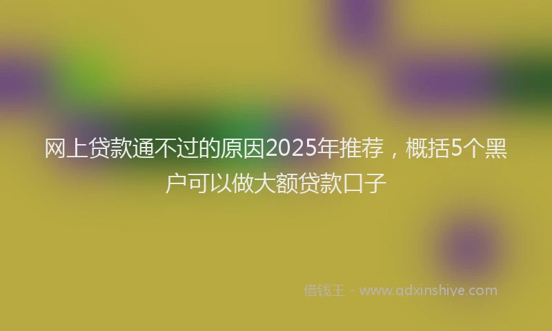 网上贷款通不过的原因2025年推荐，概括5个黑户可以做大额贷款口子