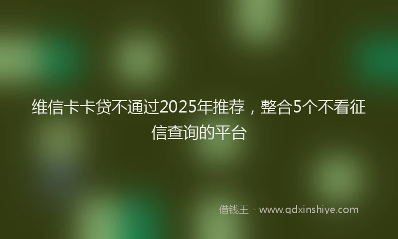 维信卡卡贷不通过2025年推荐，整合5个不看征信查询的平台