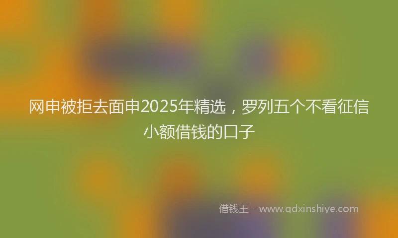 网申被拒去面申2025年精选，罗列五个不看征信小额借钱的口子