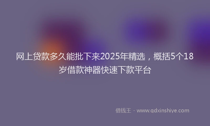 网上贷款多久能批下来2025年精选，概括5个18岁借款神器快速下款平台