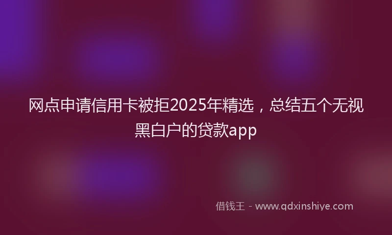 网点申请信用卡被拒2025年精选，总结五个无视黑白户的贷款app