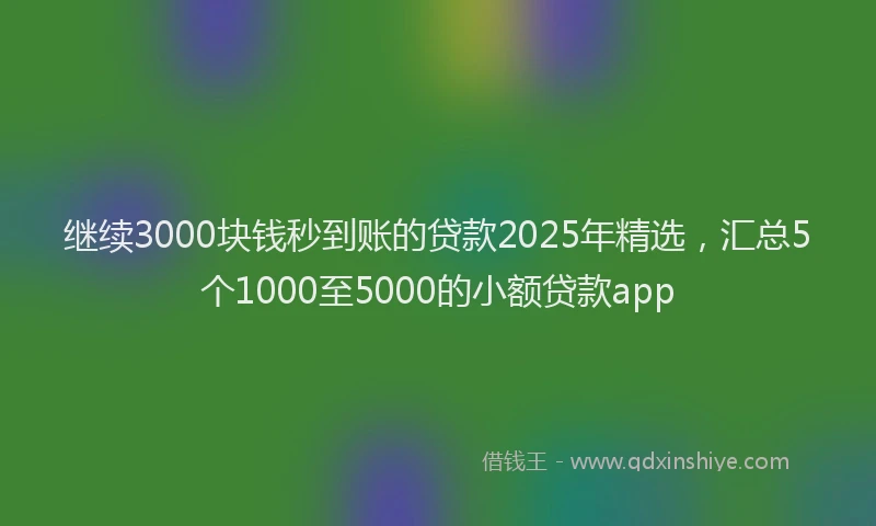 继续3000块钱秒到账的贷款2025年精选，汇总5个1000至5000的小额贷款app