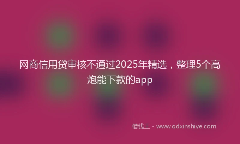 网商信用贷审核不通过2025年精选，整理5个高炮能下款的app