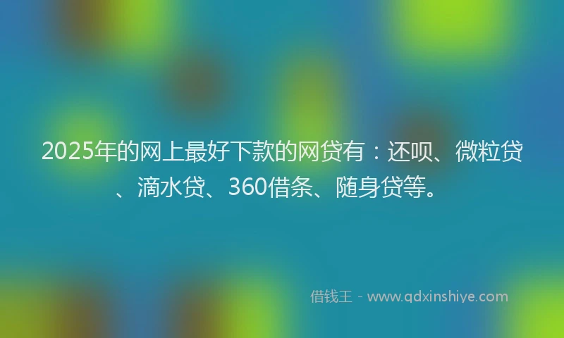 2025年的网上最好下款的网贷有：还呗、微粒贷、滴水贷、360借条、随身贷等。