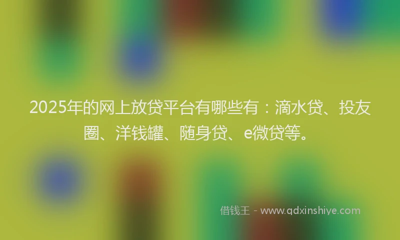 2025年的网上放贷平台有哪些有：滴水贷、投友圈、洋钱罐、随身贷、e微贷等。