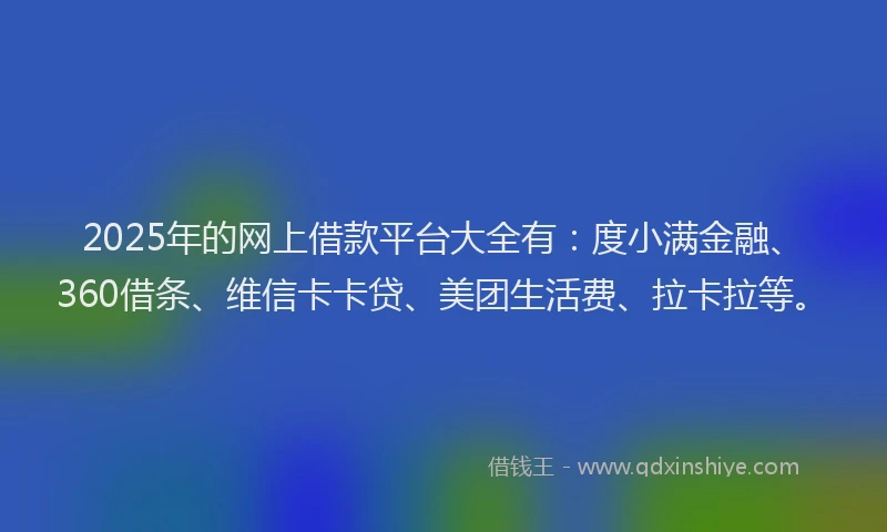 2025年的网上借款平台大全有：度小满金融、360借条、维信卡卡贷、美团生活费、拉卡拉等。