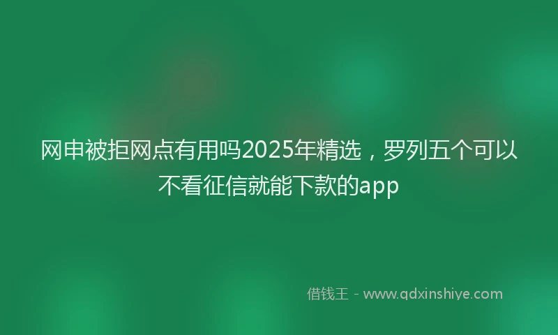 网申被拒网点有用吗2025年精选，罗列五个可以不看征信就能下款的app
