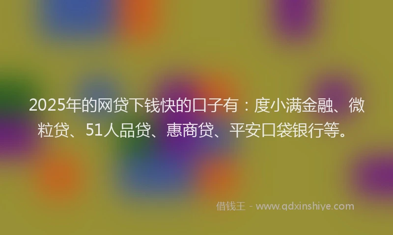 2025年的网贷下钱快的口子有：度小满金融、微粒贷、51人品贷、惠商贷、平安口袋银行等。