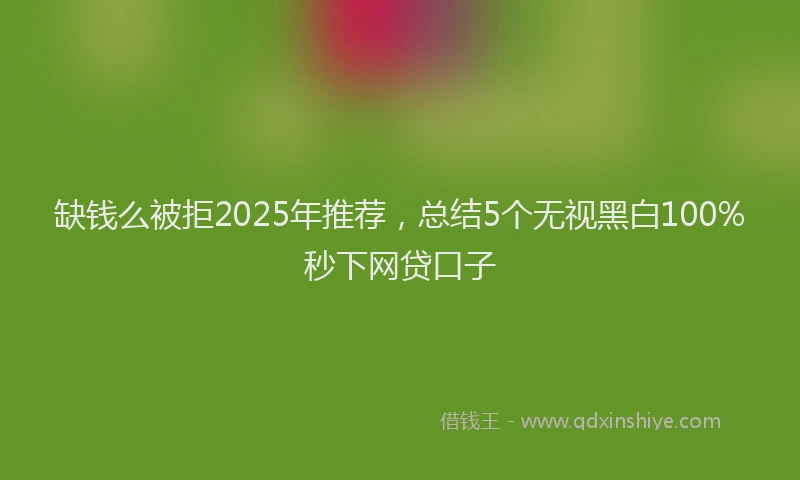 缺钱么被拒2025年推荐，总结5个无视黑白100%秒下网贷口子