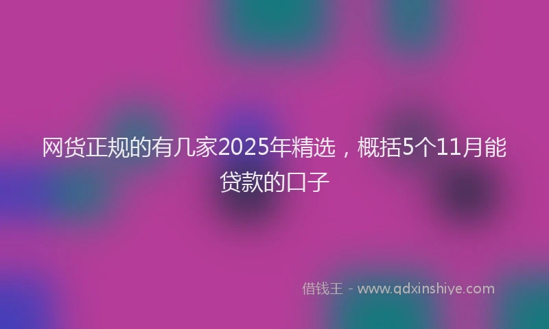 网货正规的有几家2025年精选，概括5个11月能贷款的口子