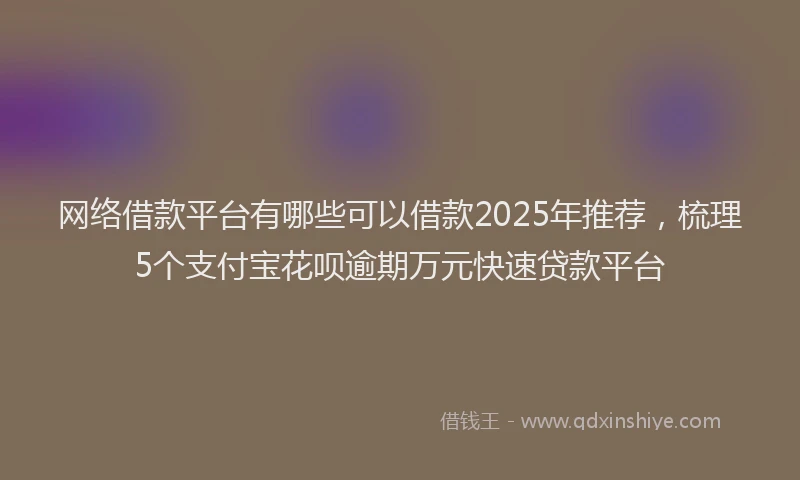 网络借款平台有哪些可以借款2025年推荐，梳理5个支付宝花呗逾期万元快速贷款平台