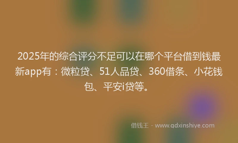 2025年的综合评分不足可以在哪个平台借到钱最新app有：微粒贷、51人品贷、360借条、小花钱包、平安i贷等。