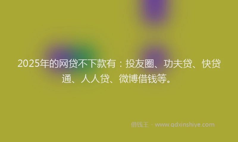 2025年的网贷不下款有：投友圈、功夫贷、快贷通、人人贷、微博借钱等。