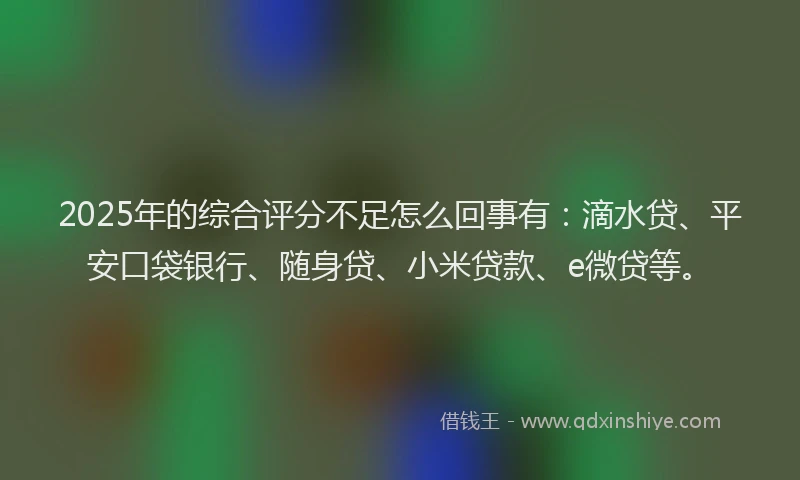2025年的综合评分不足怎么回事有：滴水贷、平安口袋银行、随身贷、小米贷款、e微贷等。