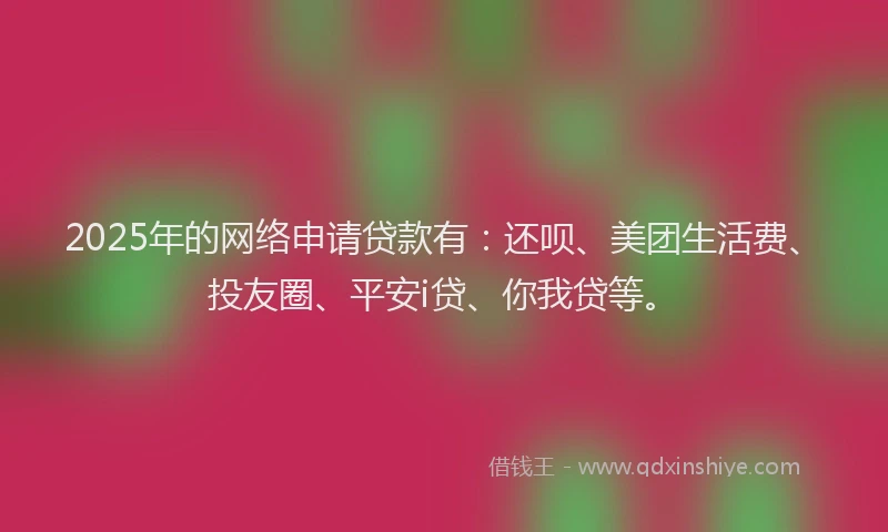 2025年的网络申请贷款有：还呗、美团生活费、投友圈、平安i贷、你我贷等。