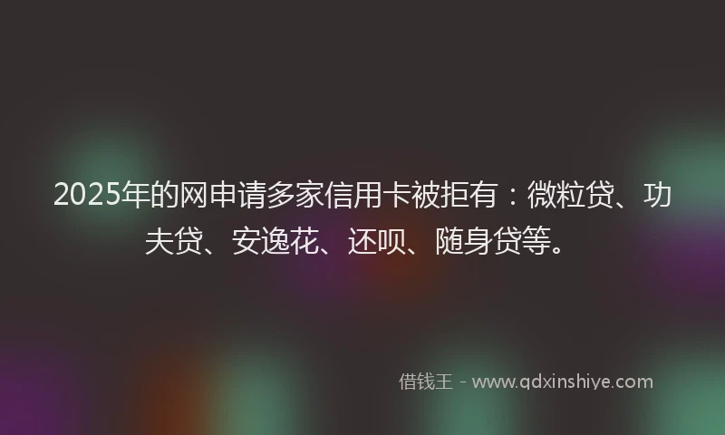 2025年的网申请多家信用卡被拒有：微粒贷、功夫贷、安逸花、还呗、随身贷等。