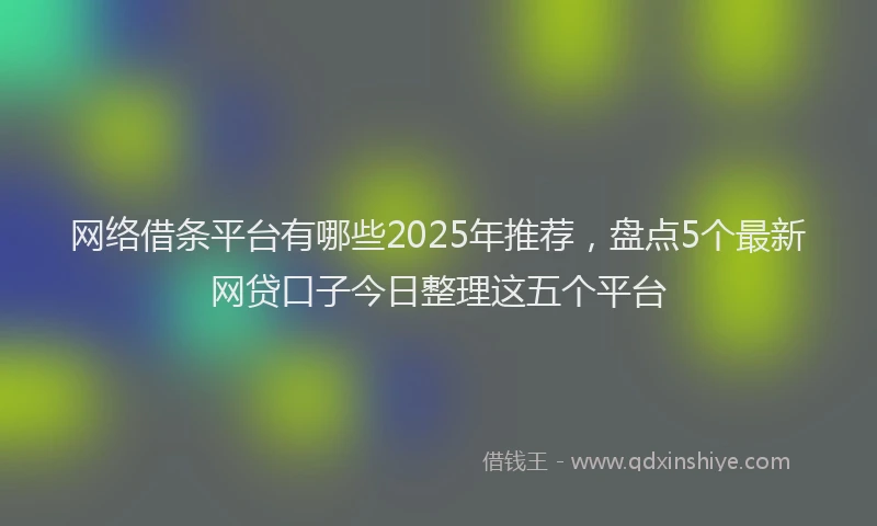 网络借条平台有哪些2025年推荐，盘点5个最新网贷口子今日整理这五个平台