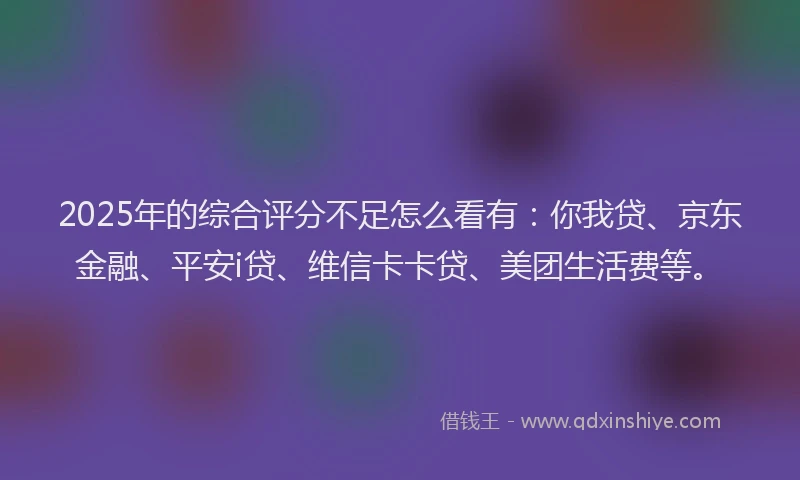 2025年的综合评分不足怎么看有：你我贷、京东金融、平安i贷、维信卡卡贷、美团生活费等。