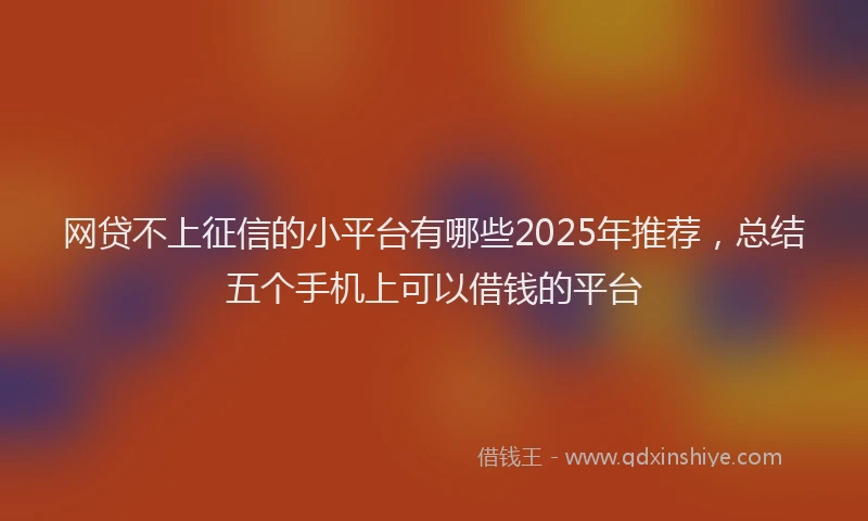 网贷不上征信的小平台有哪些2025年推荐，总结五个手机上可以借钱的平台