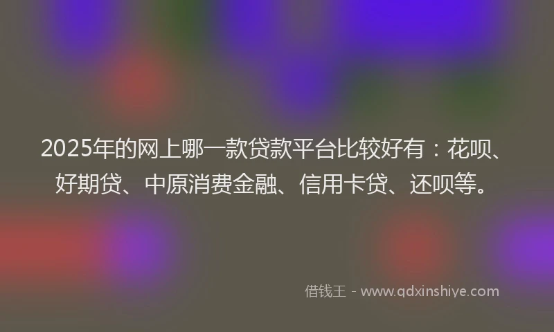 2025年的网上哪一款贷款平台比较好有：花呗、好期贷、中原消费金融、信用卡贷、还呗等。