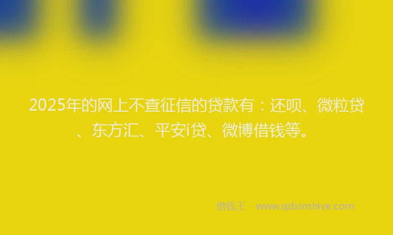 2025年的网上不查征信的贷款有：还呗、微粒贷、东方汇、平安i贷、微博借钱等。