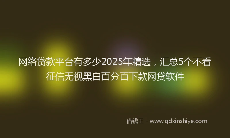 网络贷款平台有多少2025年精选，汇总5个不看征信无视黑白百分百下款网贷软件