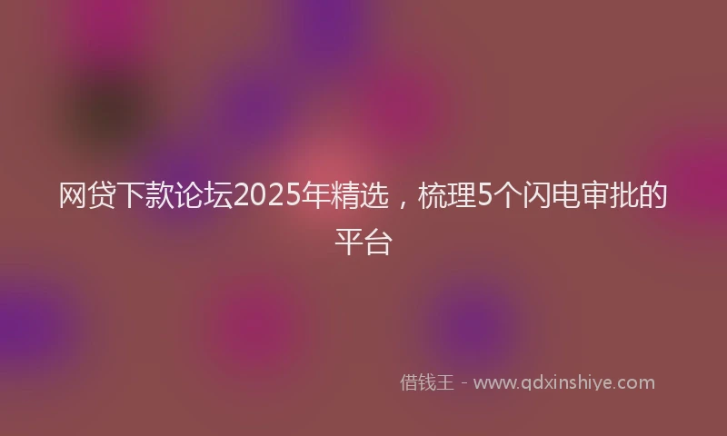 网贷下款论坛2025年精选，梳理5个闪电审批的平台