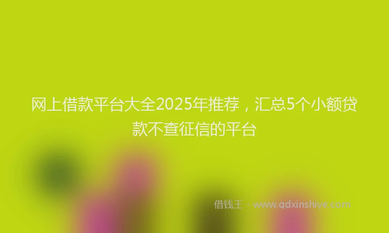 网上借款平台大全2025年推荐，汇总5个小额贷款不查征信的平台