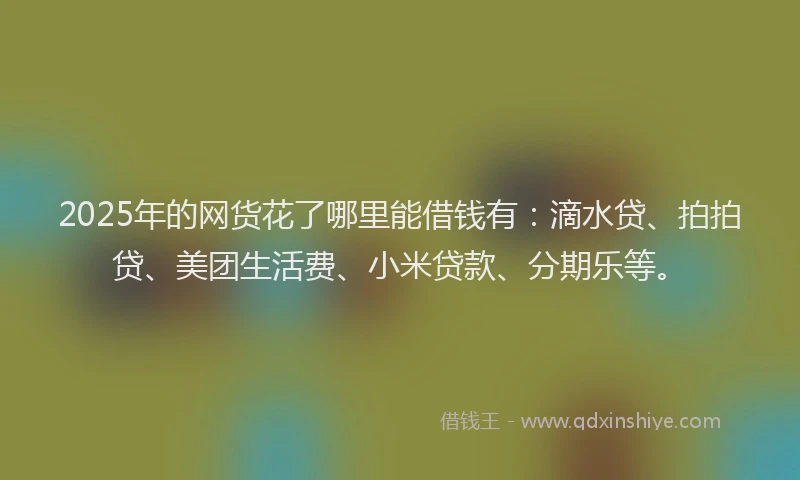 2025年的网货花了哪里能借钱有：滴水贷、拍拍贷、美团生活费、小米贷款、分期乐等。