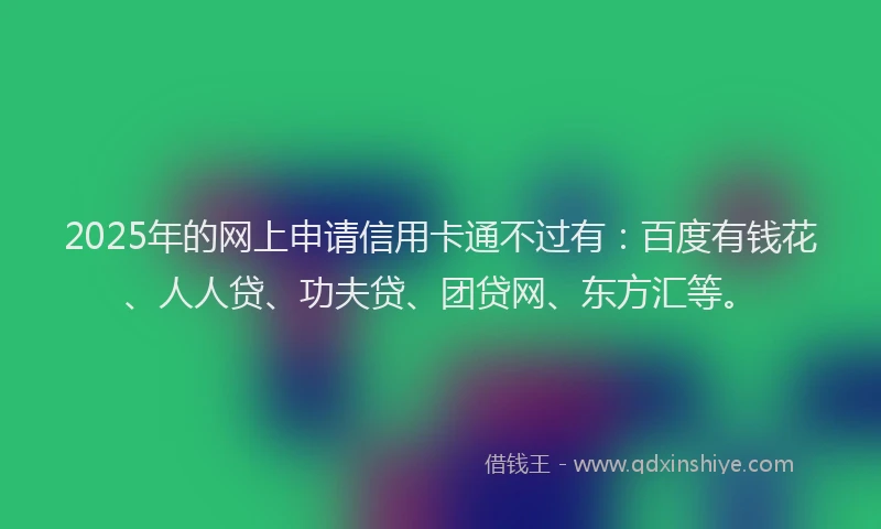 2025年的网上申请信用卡通不过有：百度有钱花、人人贷、功夫贷、团贷网、东方汇等。